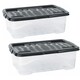 image 2 of 1 x 24L Clear Plastic Curve Storage Container With Black Lid Ideal For Home & Office Organisation Clear