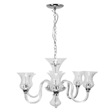 Interiors by Premier Abelia Glass and Chrome 6 Arm Chandelier