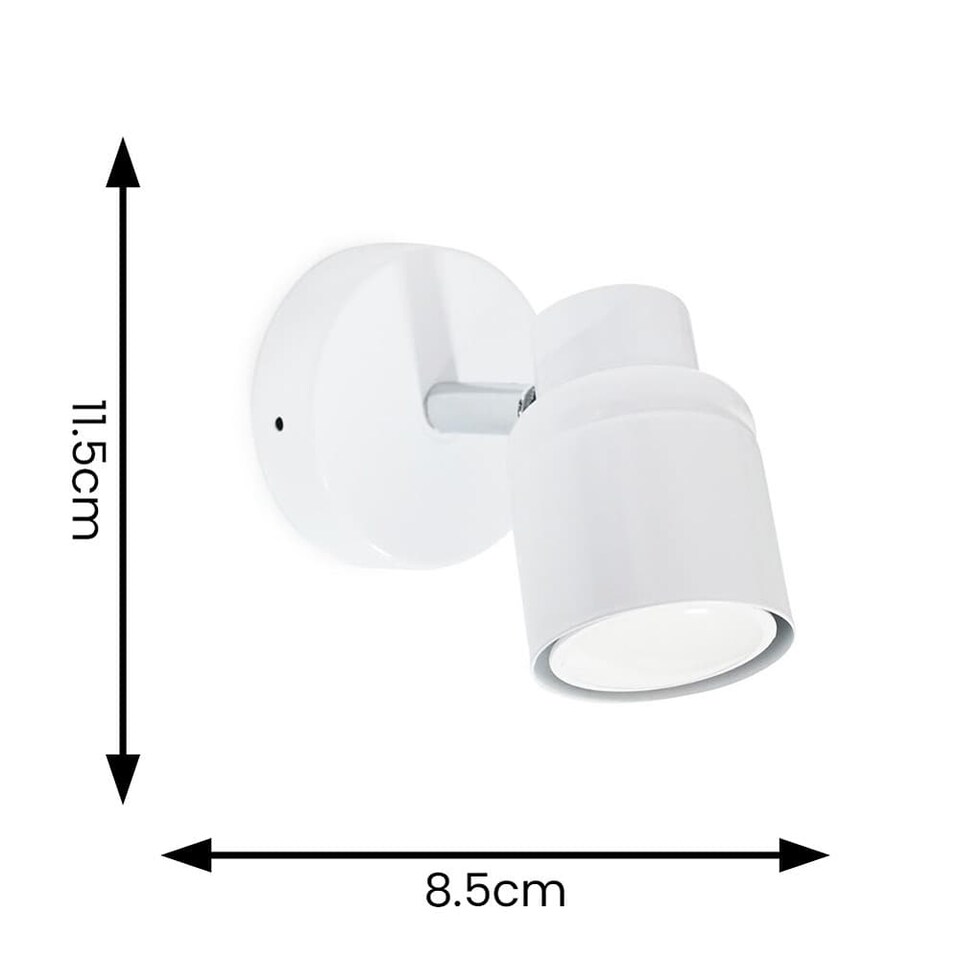 image 1 of ValueLights Benton Matte White IP44 Adjustable Wall Light & Bulb | White
