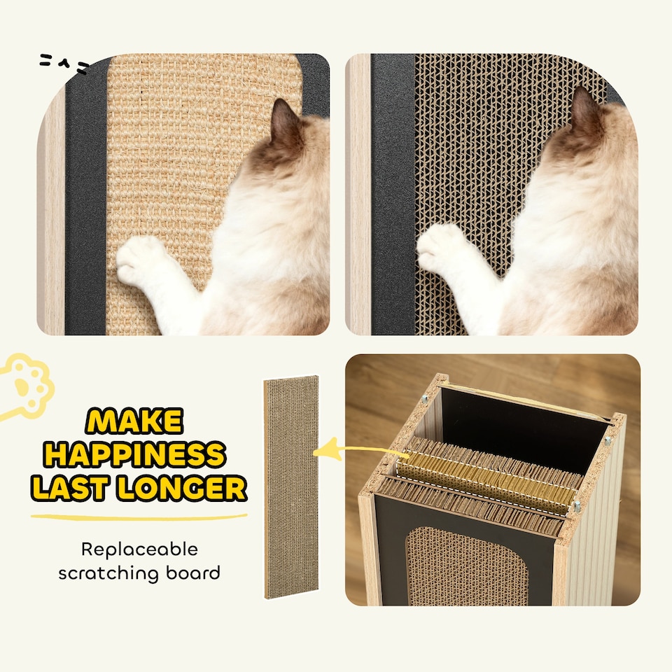 image 1 of PawHut Cat Scratching Post, 63 cm Tall Scratcher with Replaceable Scratching Board, Top Perch, Natural Sisal Scratch Mat, for Large Cats and Kittens, Oak