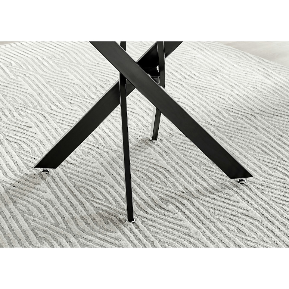 image 1 of Furniturebox Novara 100cm White Marble Effect Black Leg Table