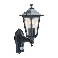Eversham - Black Six Sided Lantern Motion Sensor Outdoor Light Black | Clear