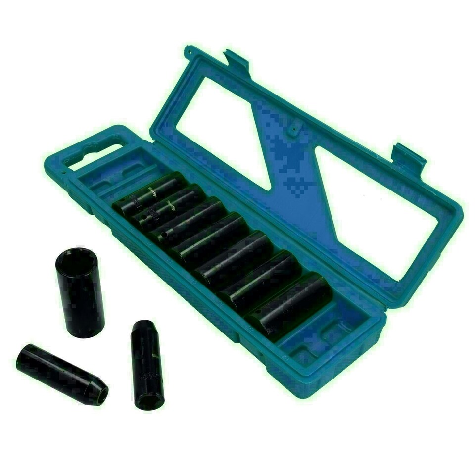 image 1 of 10pc 1/2" Drive Deep Metric 6 Sided Impact Sockets 10mm - 24mm In Case