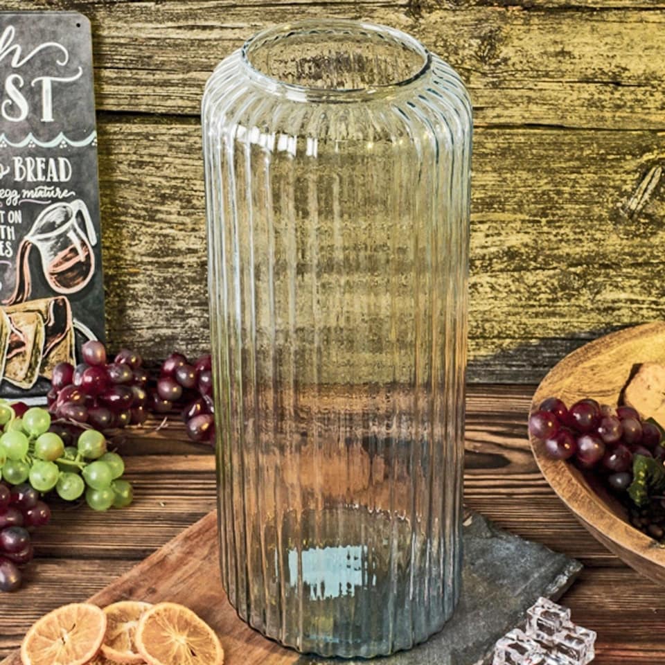 image 1 of 36cm Large Tall Decorative Glass Vase Flowers Arrangement Vertical Line Design