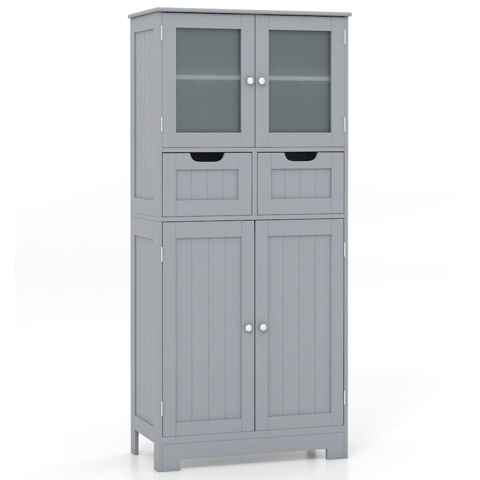 image 1 of COSTWAY Bathroom Storage Cabinet Floor Organizer Grey Grey