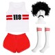 image 1 of 118 Vest , Socks and Shorts Set with Wig & Tash Red | XL