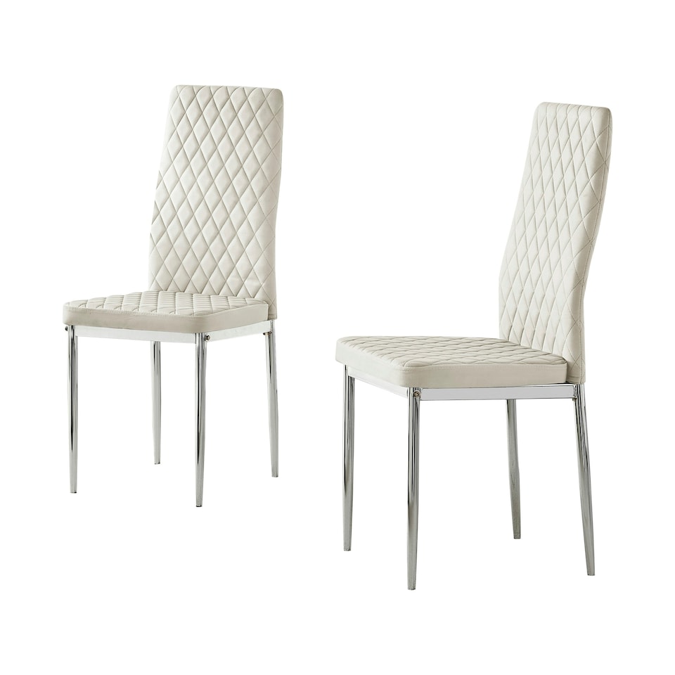 image 1 of Furniturebox 4x Milan Dining Chair Cream Velvet Silver Legs