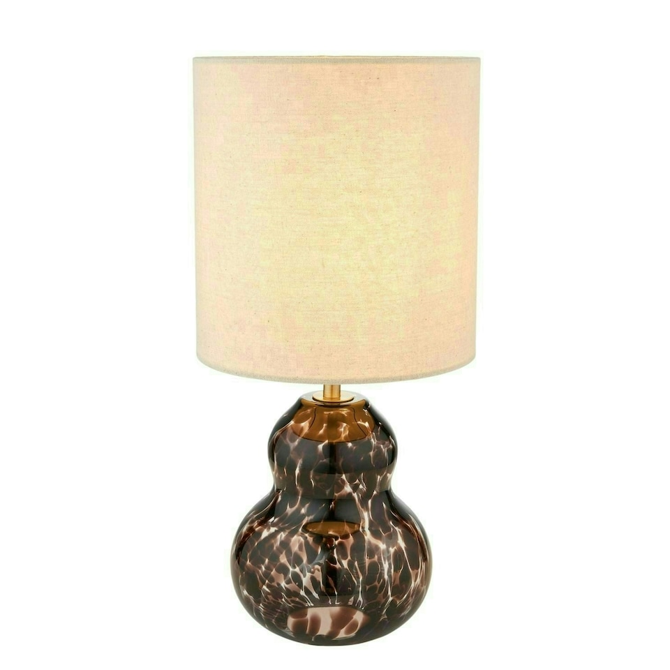 image 1 of Maura Brown Tortoise Glass Table Lamp Brown