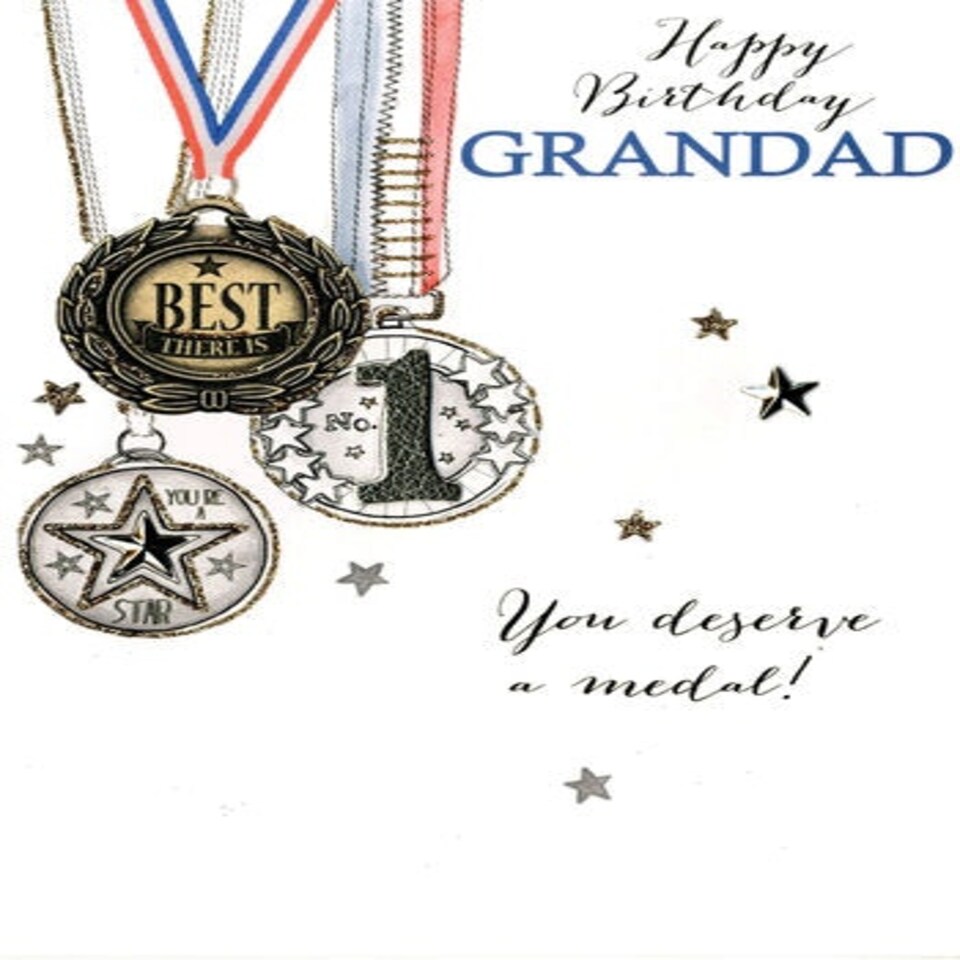 image 1 of Grandad Happy Birthday You Deserve Medal Handmade Card