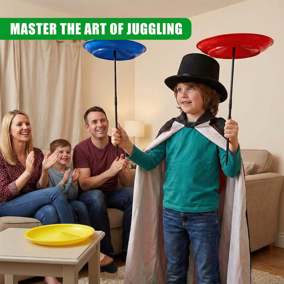 image 1 of The Magic Toy Shop Juggling Spinning Plates Plastic Set Multicolour