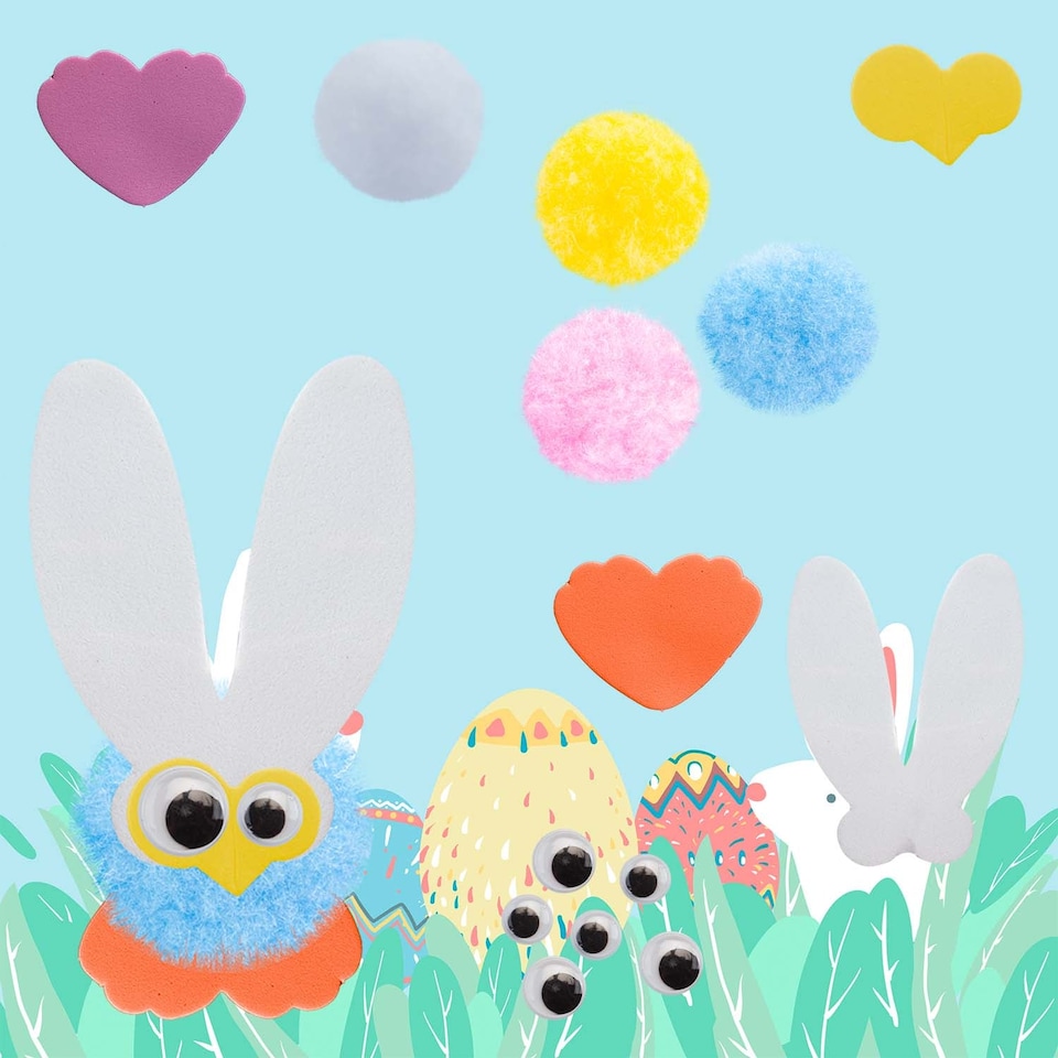 image 1 of vfm-estore Easter Pom Pom Arts & Crafts Set 18cm x 16cm Multicolour - 1 Pack