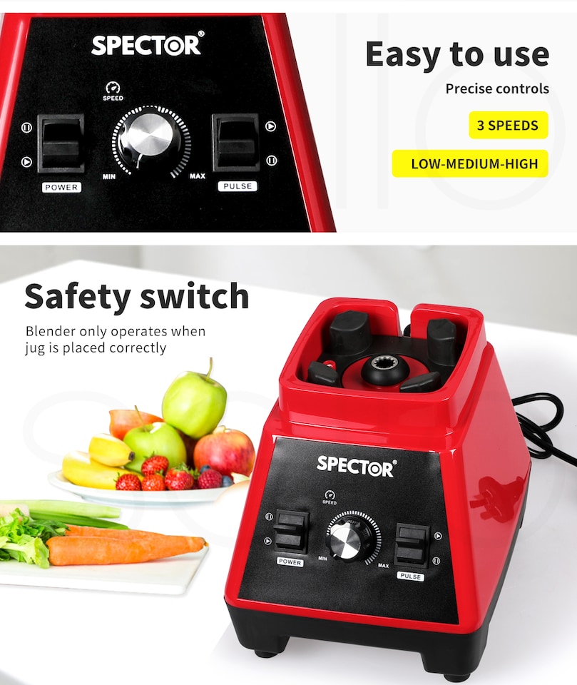 image 1 of Spector 2L Commercial Blender Mixer Food Processor | Red | Red