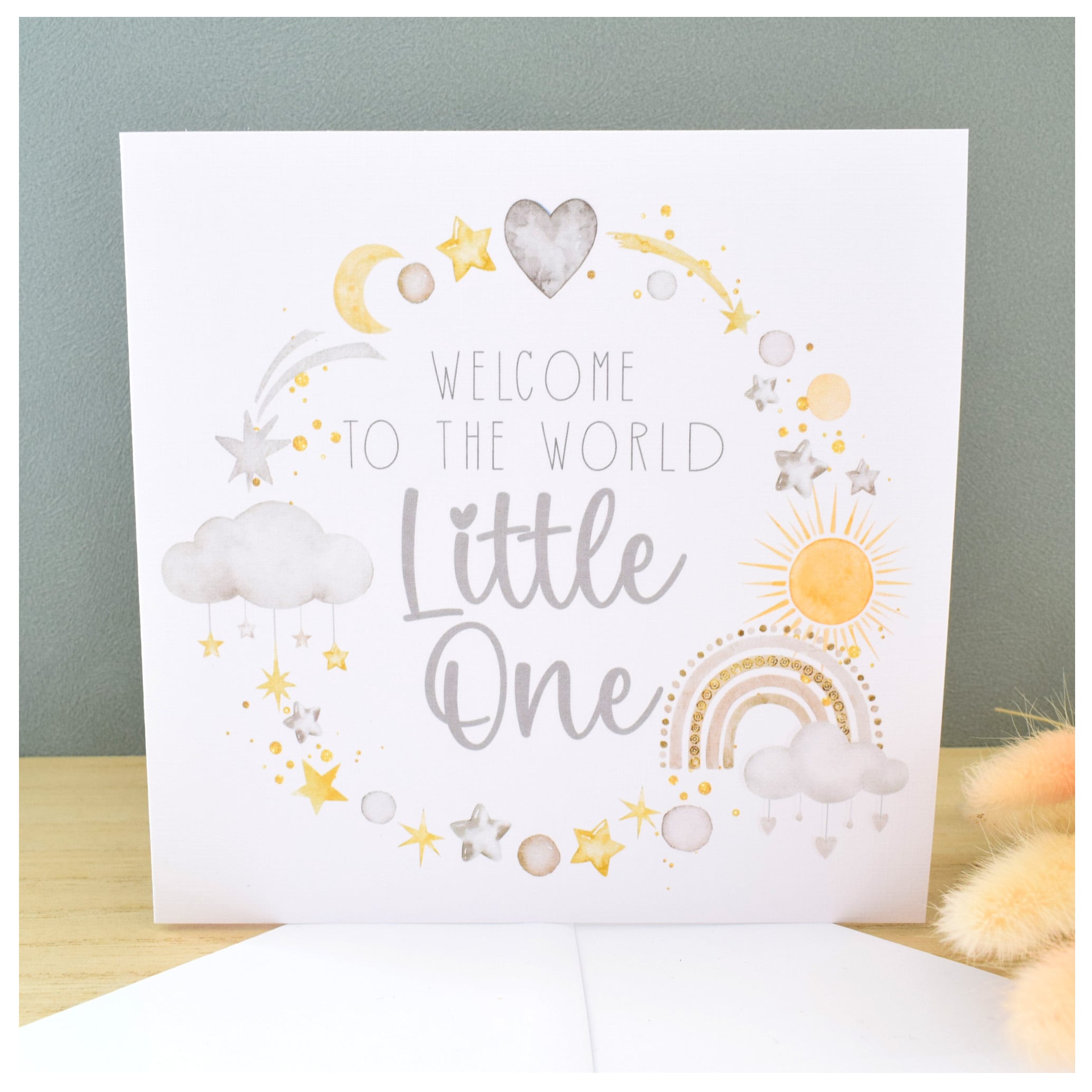 Welcome to the World Little One Greeting Card. Neutral Boy or Girl gift