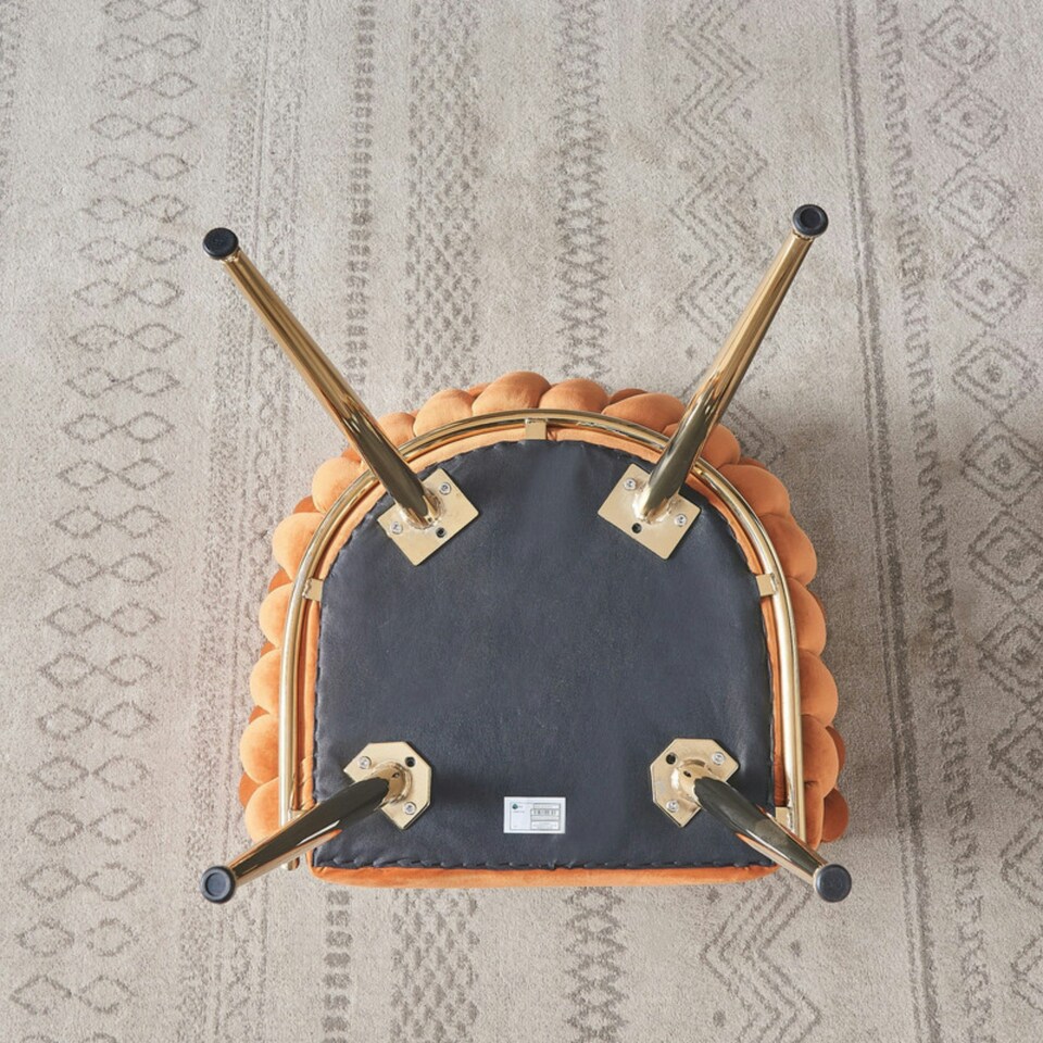 image 1 of Single Roma Knot Velvet Armchair with Gold Metal Legs, Modern Tufted Design for Living Room Orange