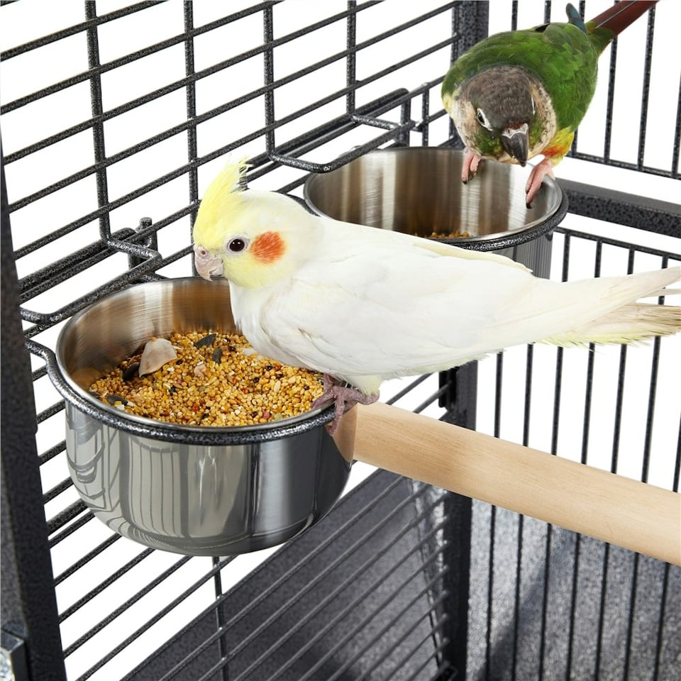 image 1 of Yaheetech 156 cm Tall Play Top Rolling Metal Bird Cage Black