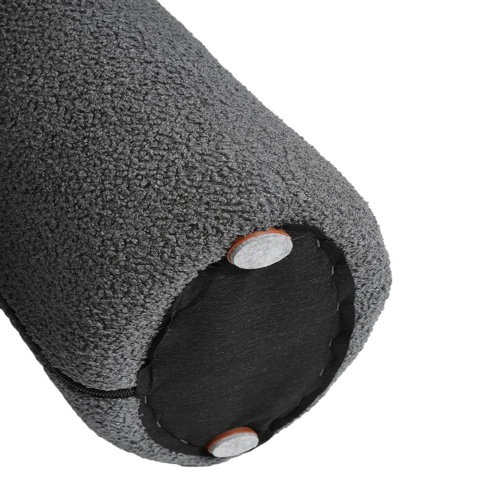 image 1 of Living and Home Modern Teddy Bear Fur Upholstered Ottoman - Grey