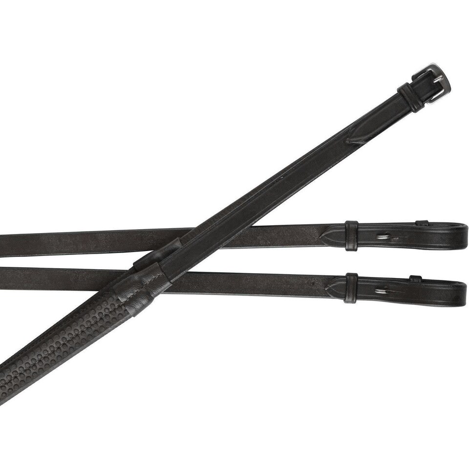 image 1 of Collegiate Rubber And Leather Reins IV - Black - 5/8in x 54in