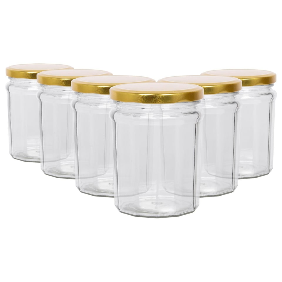 image 1 of Argon Tableware Glass Jam Jars with Lids - 380ml - Pack of 6
