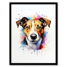 Jack Russell Lovers Gift Watercolour Pet Black Framed Wall Art Print A4