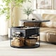 image 2 of HOMCOM Lift Top Coffee Table, Round Coffee Table with Hidden Storage, Grey Grey