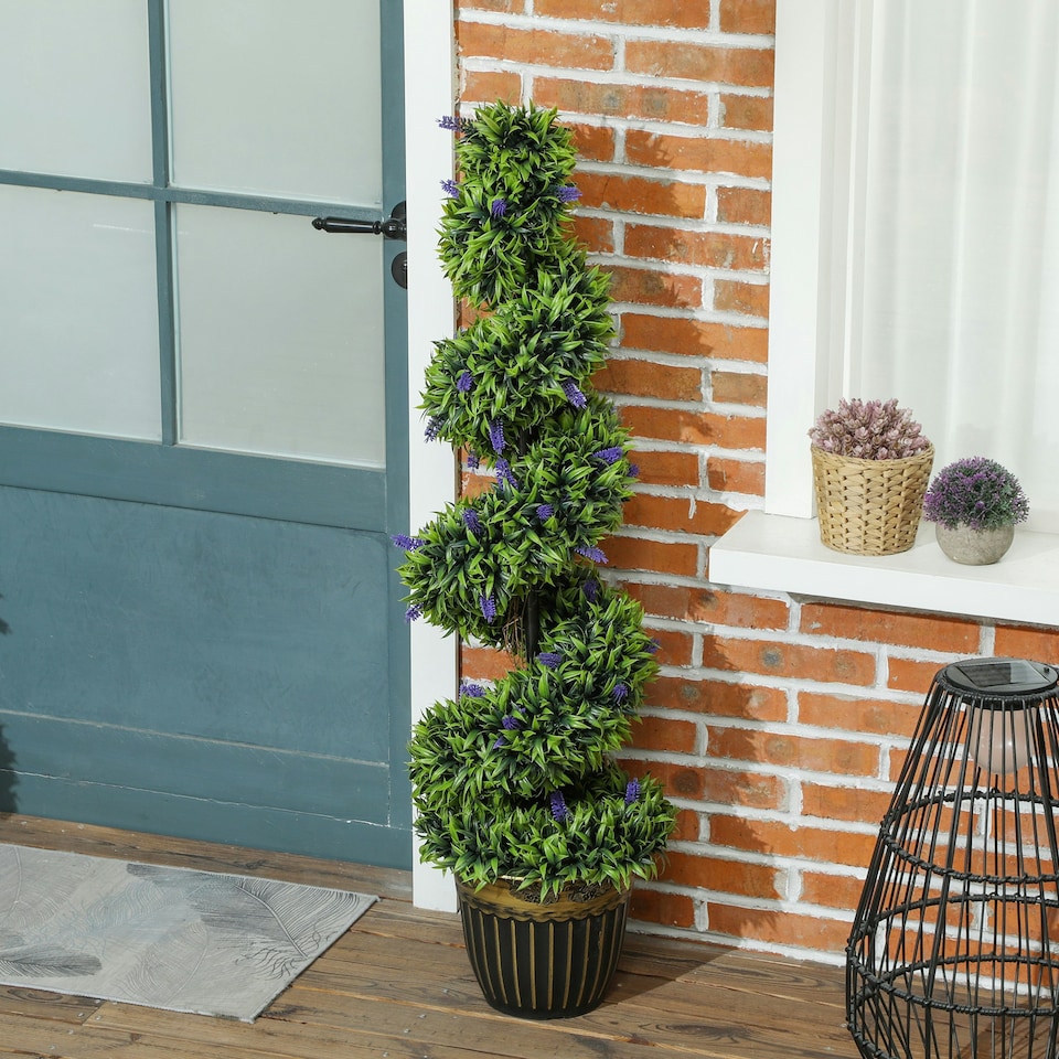 image 1 of HOMCOM Set of 2 Decorative Artificial Plants with Lavender and Pot, 115cm 