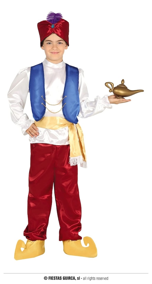 Fancy Dress Child Desert Thief Burgundy - 7-9 Years