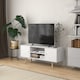 image 2 of HOMCOM TV Stand Cabinet up to 55 Inches, TV Unit with Storage Shelves and Wood Legs for Living Room, Bedroom, White