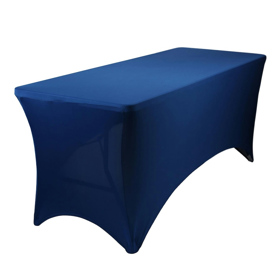 image 1 of Harbour Housewares Rectangular Spandex Fitted Tablecloth - 6ft (180cm) - Blue Blue
