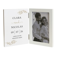 Personalised Anniversary Wooden Hinged 6x4 Photo Frame | White | One Size