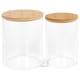 image 1 of Harbour Housewares Reusable Plastic Twin Bathroom Canister with Bamboo Lid