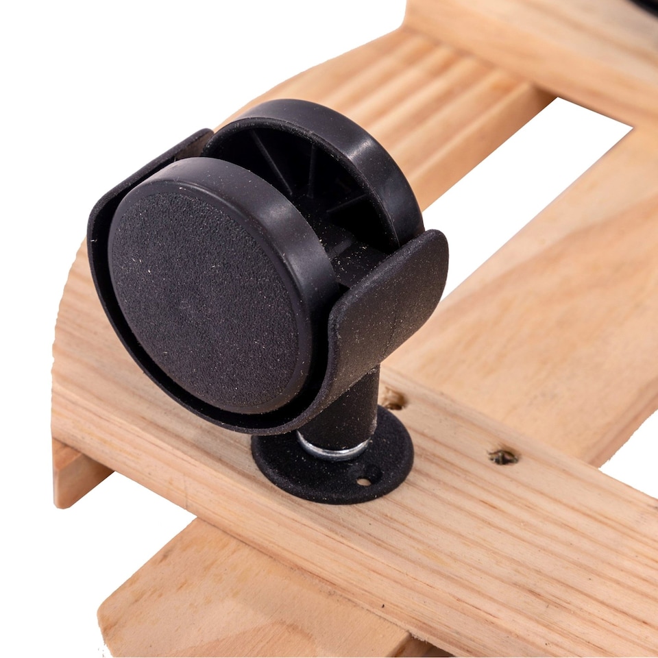 image 1 of Set of 2 30cm Wooden Plant Flower Pot Mobile Mover Trolley Stands