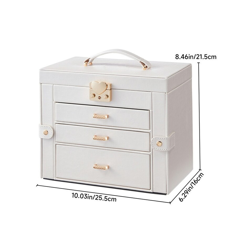 image 1 of Living and Home Jewellery Box Organizer with Large Capacity - White