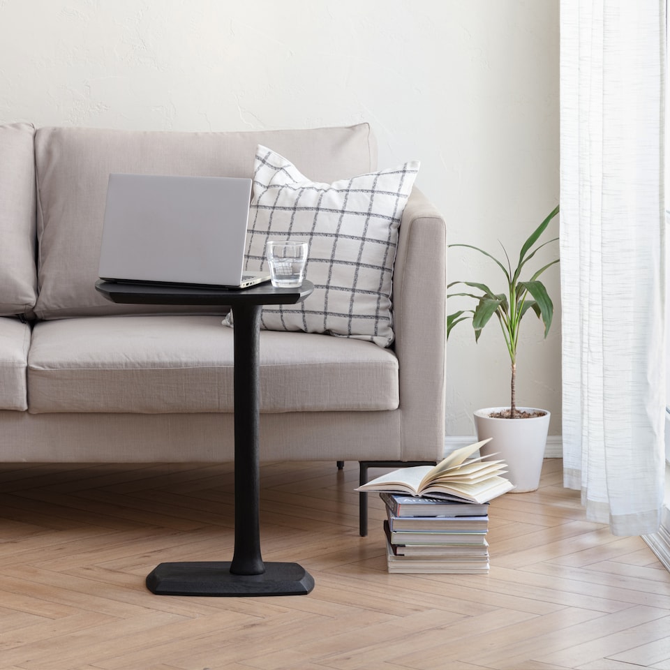 image 1 of Ellis C-Shaped Solid Mango Wood Sofa Side Table