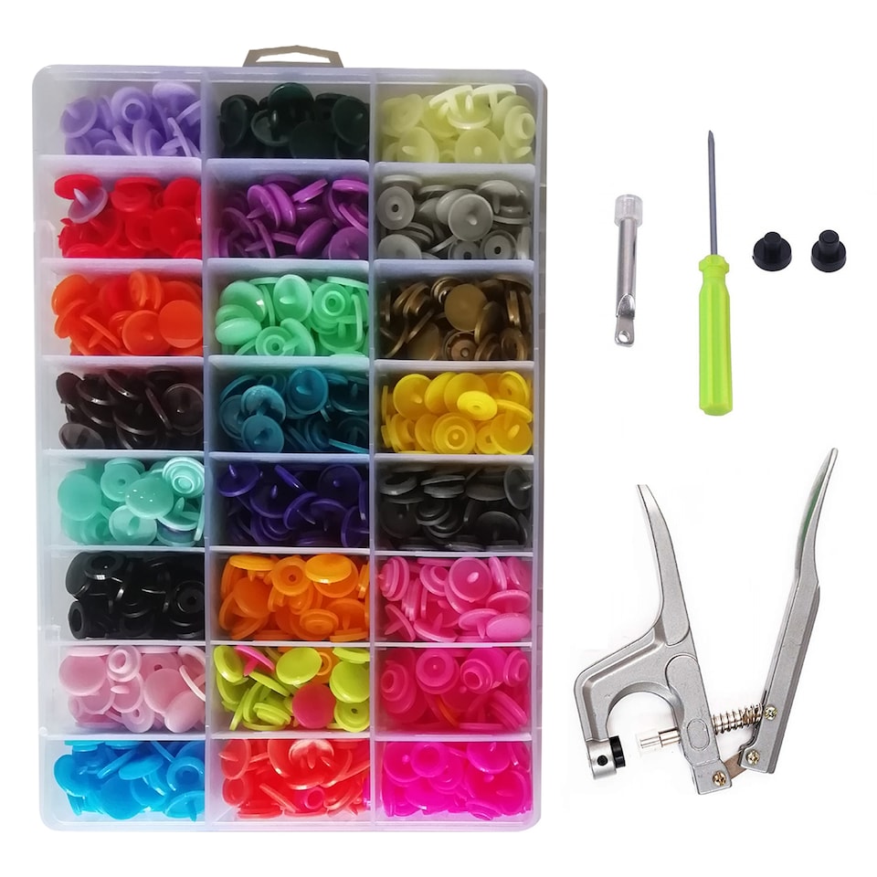 image 1 of 360 Sets T5 Plastic Snaps Set with Press Pliers - 24 Colours