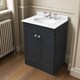 image 3 of Balterley Swynnerton Traditional 2 Door Floor Standing Vanity Unit with Marble Basin, Dark Grey, 600mm