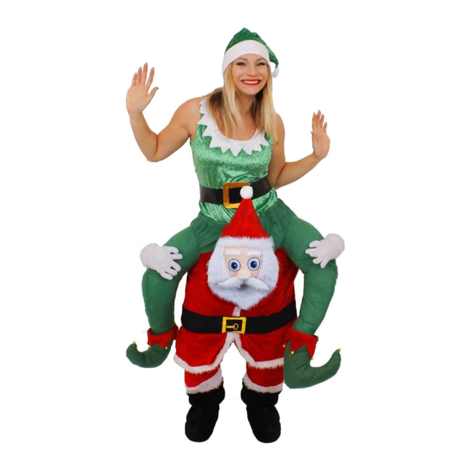 image 1 of Santa Pick Me Up Costume with Green Elf Costume | Multi | S