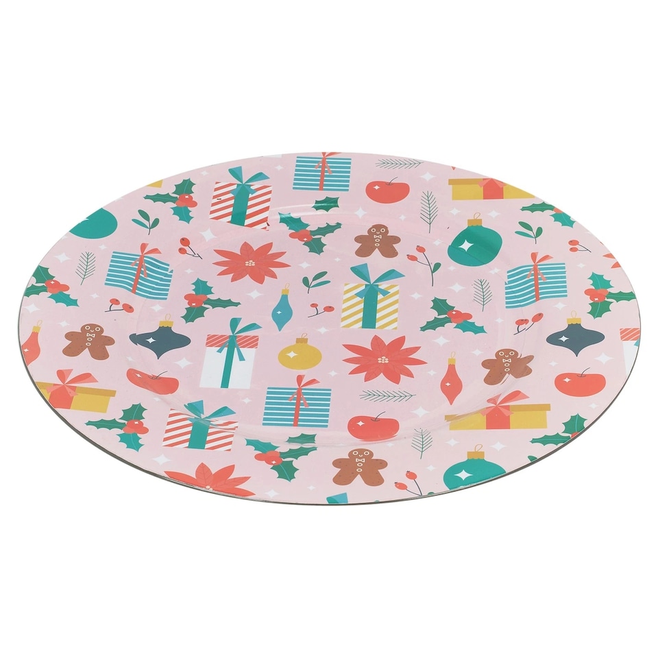 image 1 of Christmas Dinner Charger Plates Placemats Dining Table Setting Party Decor 33cm | Multi | 4 Plates