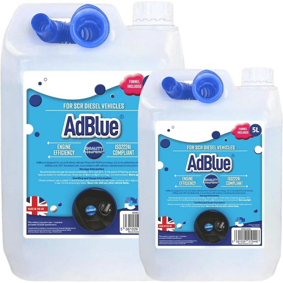 image 1 of 4 x 5 Litre AdBlue Makes & Models Complete With Easy To Pour Spout Preventing Spills