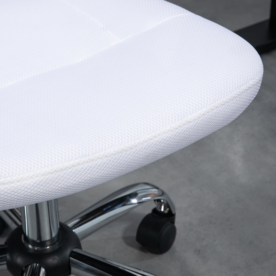 image 1 of Vinsetto Office Chair, Armless Desk Chair, Adjustable Computer Swivel Chair with Rolling Wheels and Mesh Back for Home Work Study, White