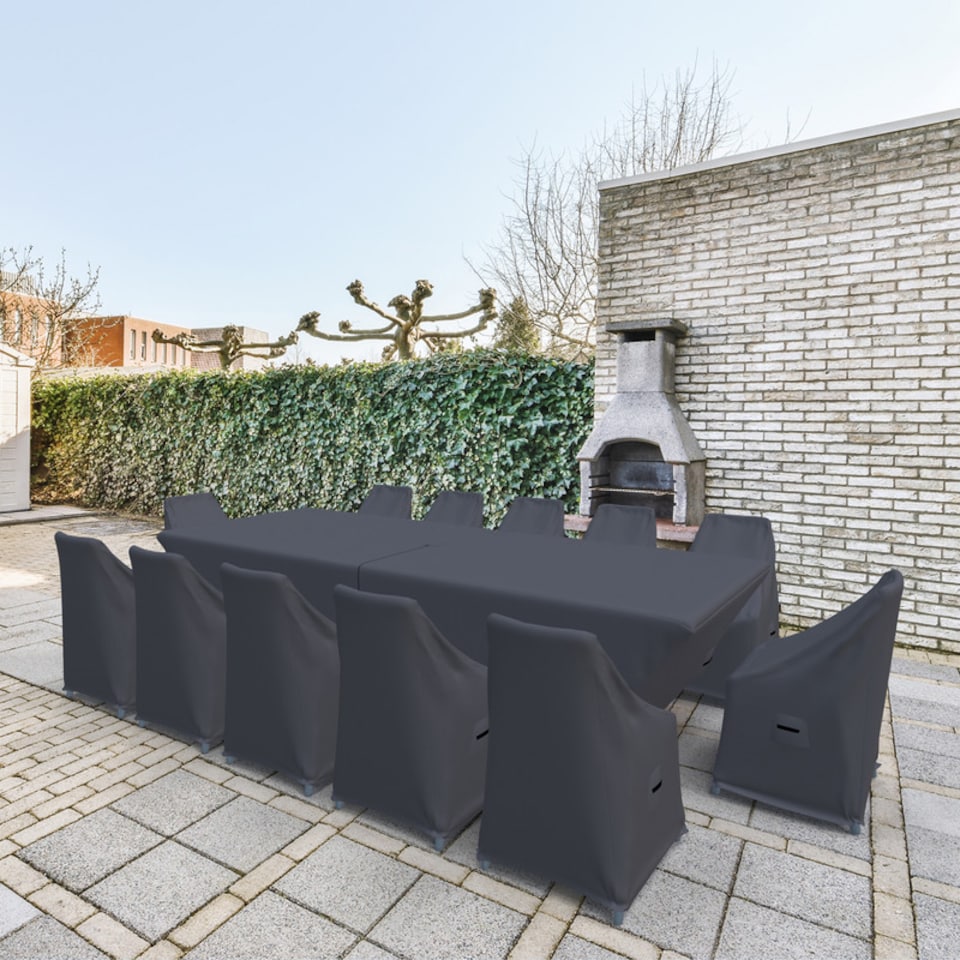 image 1 of Covers and all Bischoff 12-Person Outdoor Patio Dining Set Covers Water-Repellent UV-Resistant Polyester with Tie-Downs, 23 W x 19 D x 31 H x 18 FH