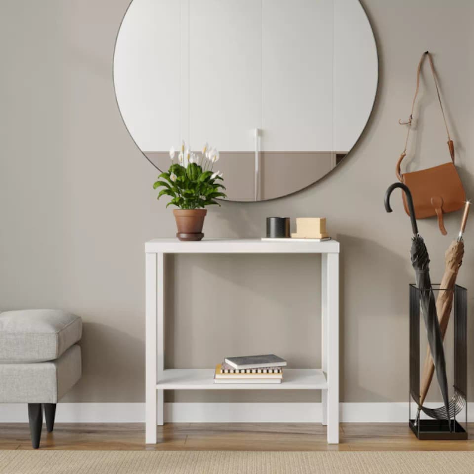 image 1 of URBNLIVING 2 Tier Wooden Console Table Narrow Hallway Storage Unit | Multi | White | 1
