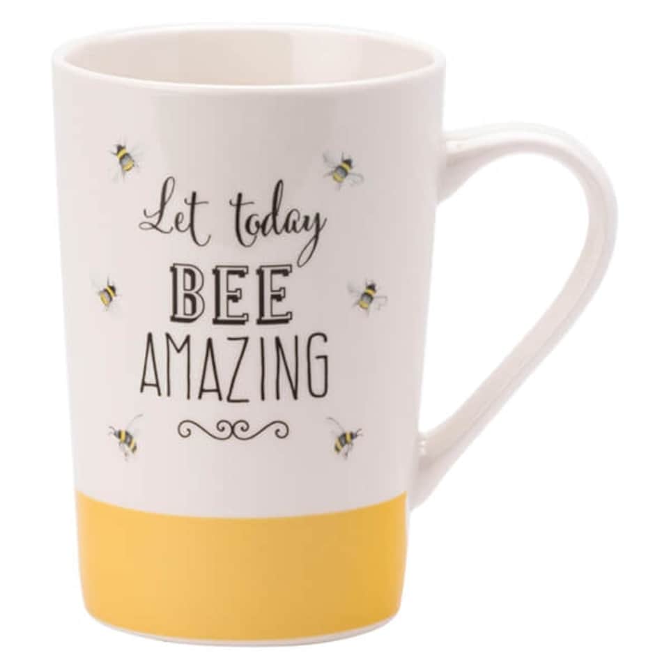 image 1 of English Tableware Company Bee Happy Fine China Latte Mug-Bee Amazing-Yellow