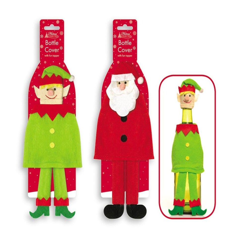 image 1 of Novelty Christmas Bottle Cover with Fun Topper
