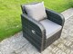 image 4 of Fimous Outdoor Rattan Furniture Garden Dining Set Patio Height Adjustable Rising lifting Table Reclining Chair Sofa With 2 Side Tables Dark Grey Mixed