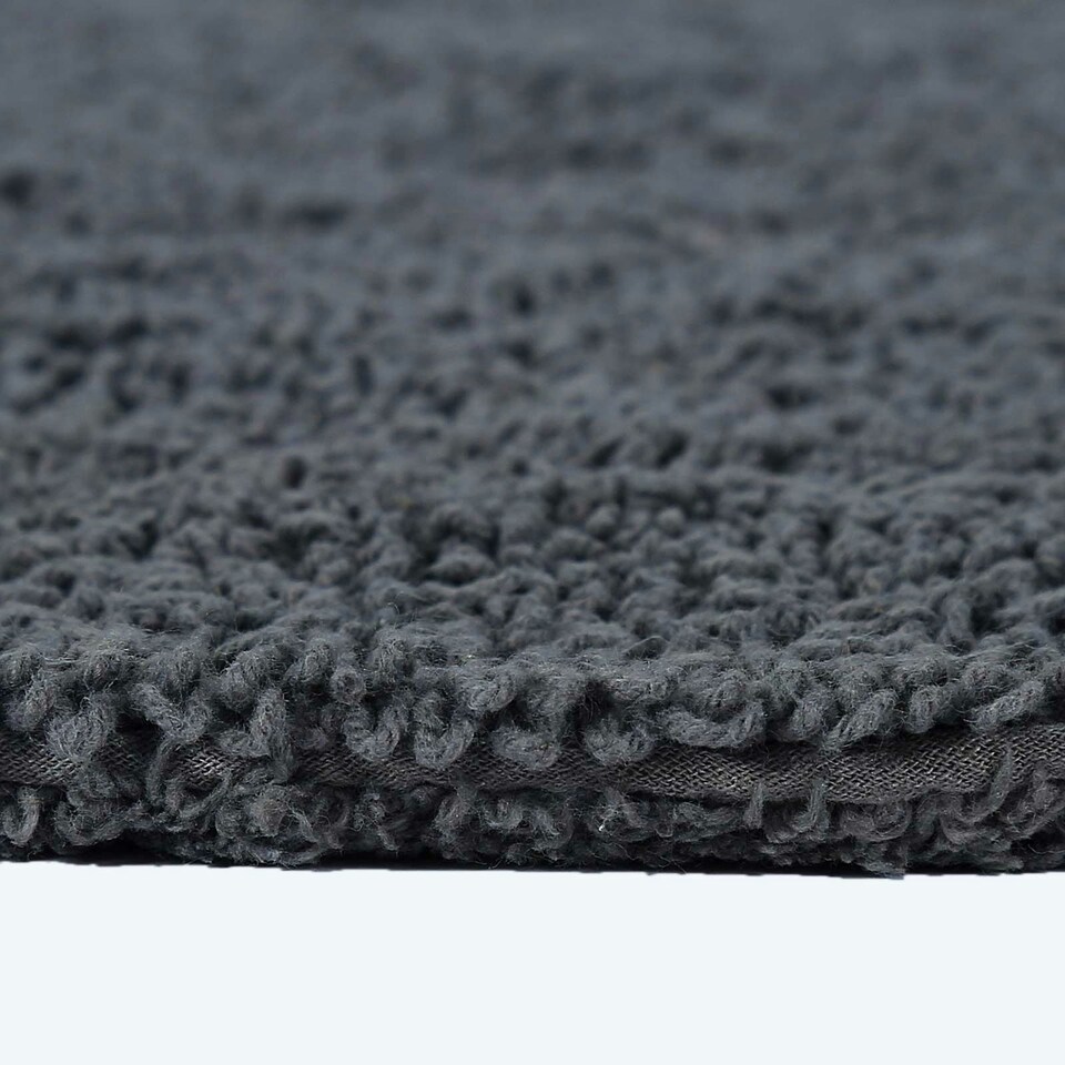 image 1 of Homescapes Luxury Reversible Round Bath Mat - Grey Grey