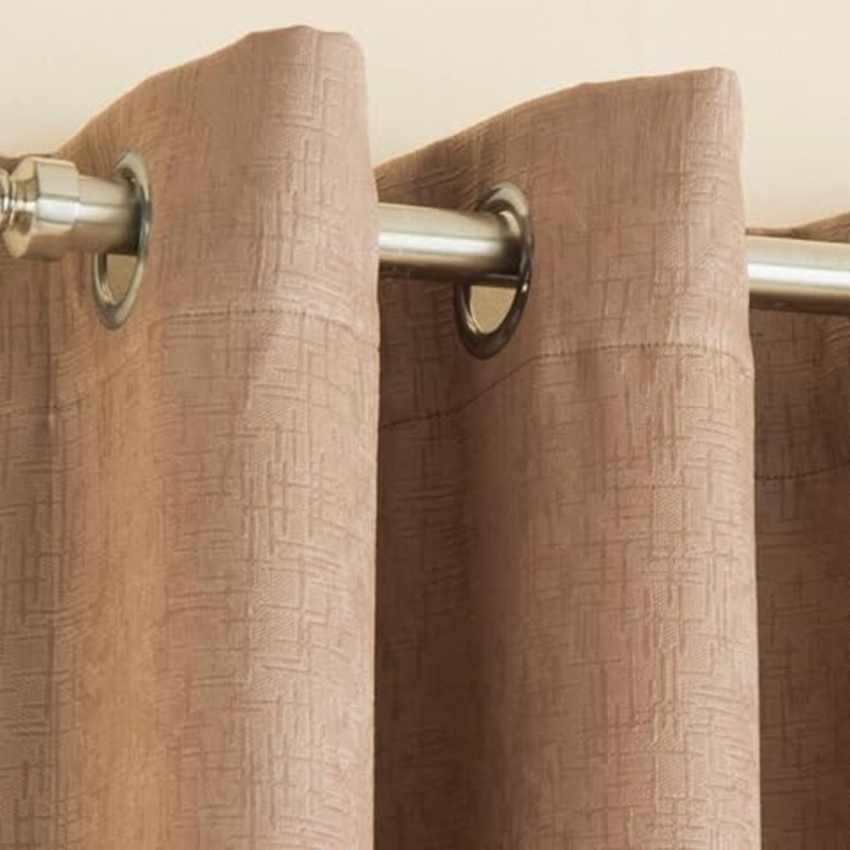image 1 of Vogue Latte Curtains 90 x 108 inch (229 x 274 cm) Room Darkening Eyelet Thermal Noise Reducing Curtains for Bedroom and Living Room