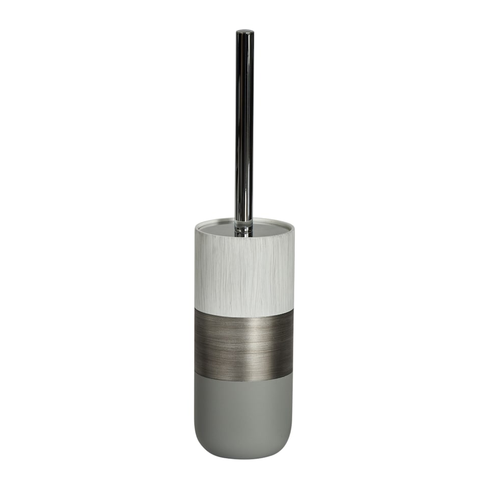 image 1 of Showerdrape Luxe Grey/White Toilet Brush & Holder | Multi | White | 1