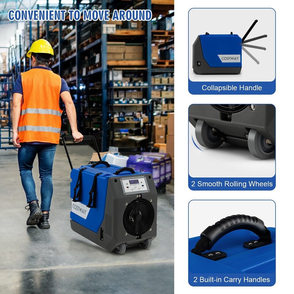 image 1 of COSTWAY 85L Commercial Dehumidifier Dehumidifier Blue