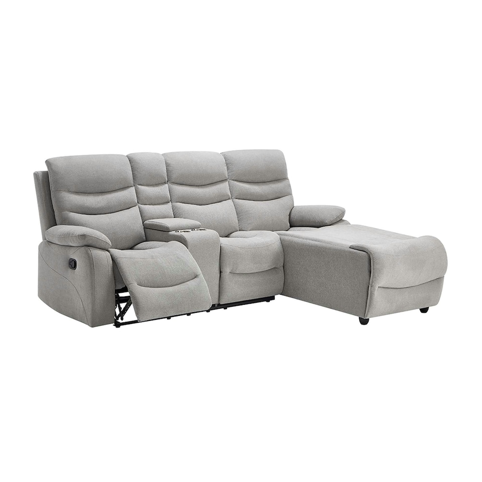 image 1 of Avon Chaise Lounge Manual Recliner Sofa w Drinks Console Grey | Charcoal