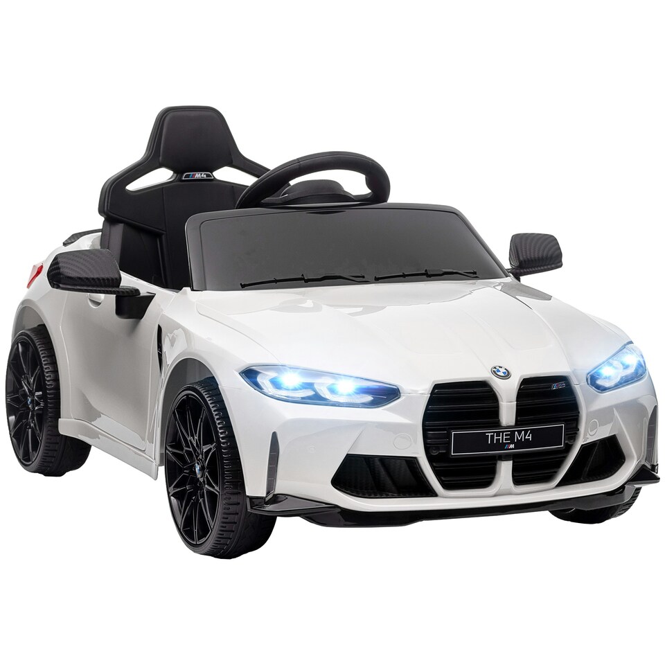 image 1 of AIYAPLAY 12V BMW M4 Licensed Kids Electric Car w/ Remote, Suspension, White